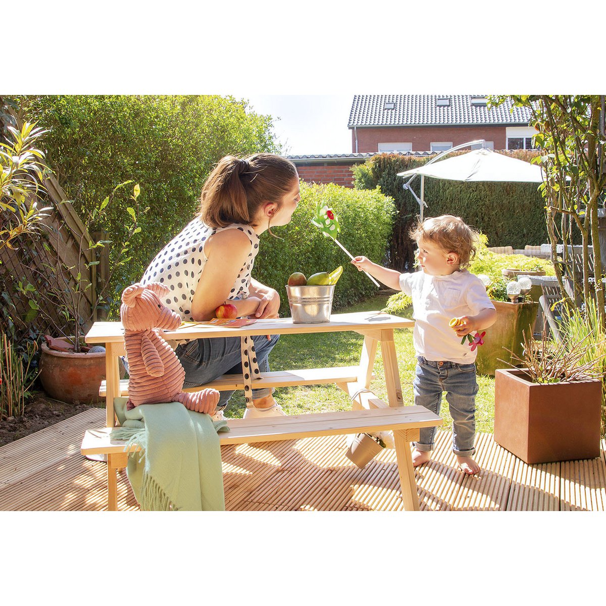 Children's picnic bench 'Nicki für 4', natural