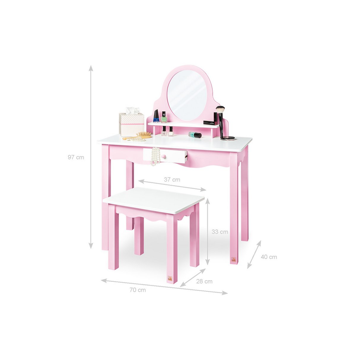 Children's dressing table 'Jasmin', incl. chair