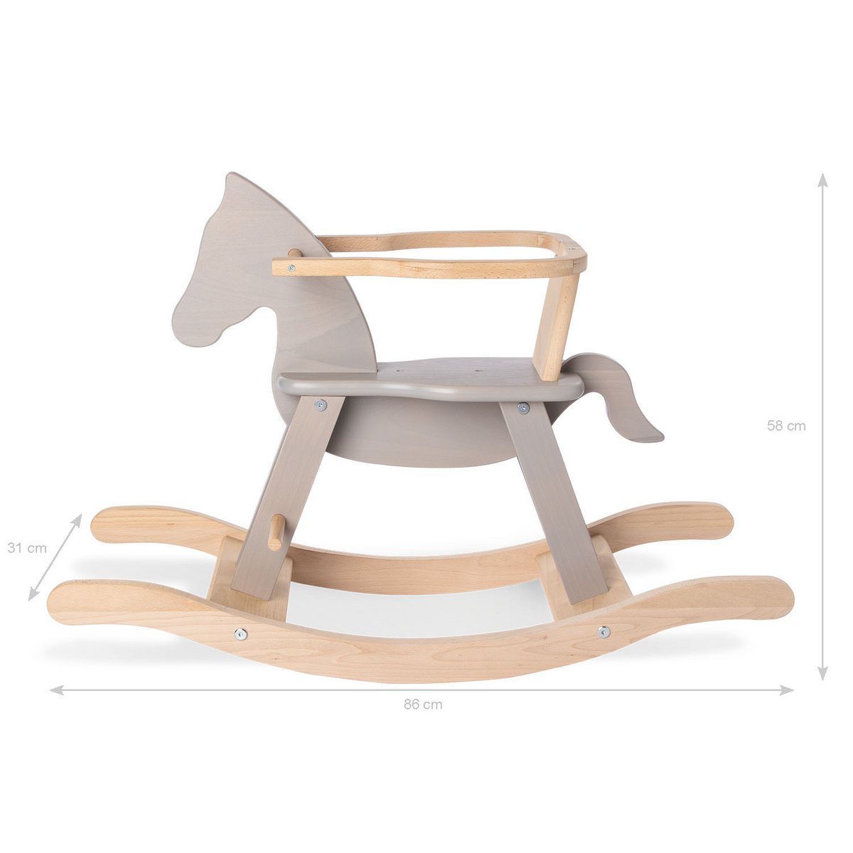 Rocking horse 'Pinolino' with ring, grey/natural