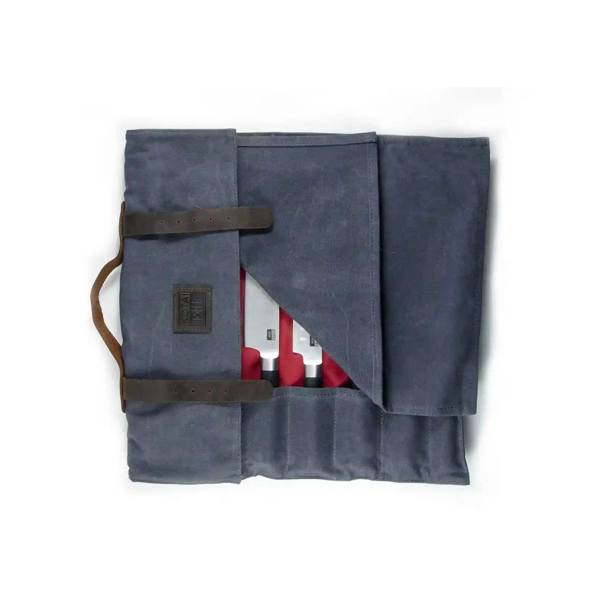 Kitchen Accessories - KOTAI Roll Up Knife Pouch - Top Grain Leather & Waxed Canvas (8 Knives + Accessories)
