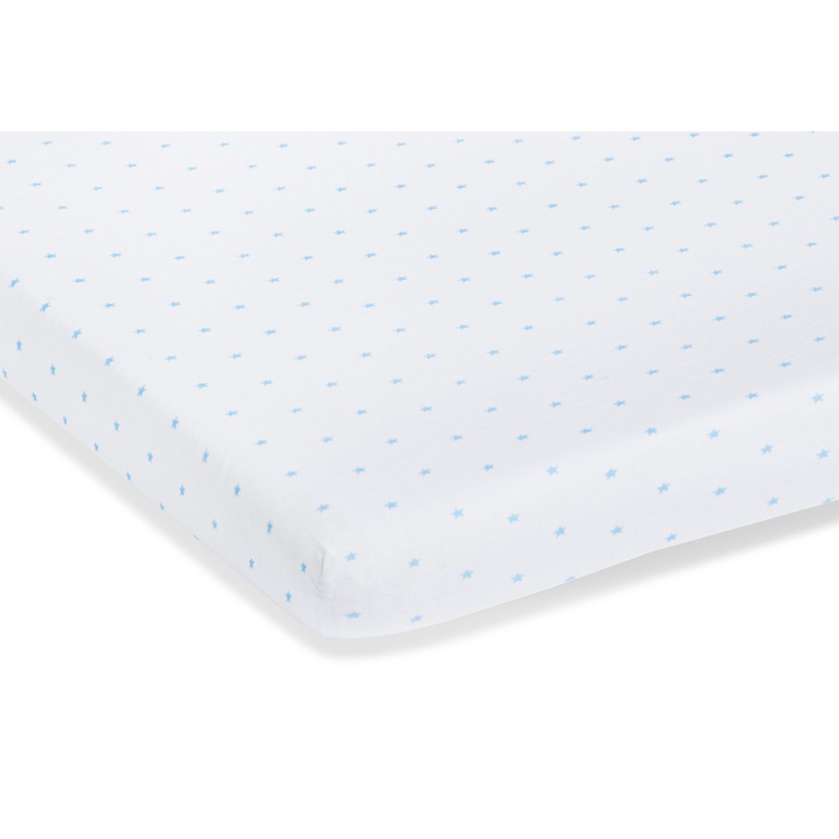 Fitted sheets for cots in twin pack 'Sternchen', jersey, light blue and plain, white