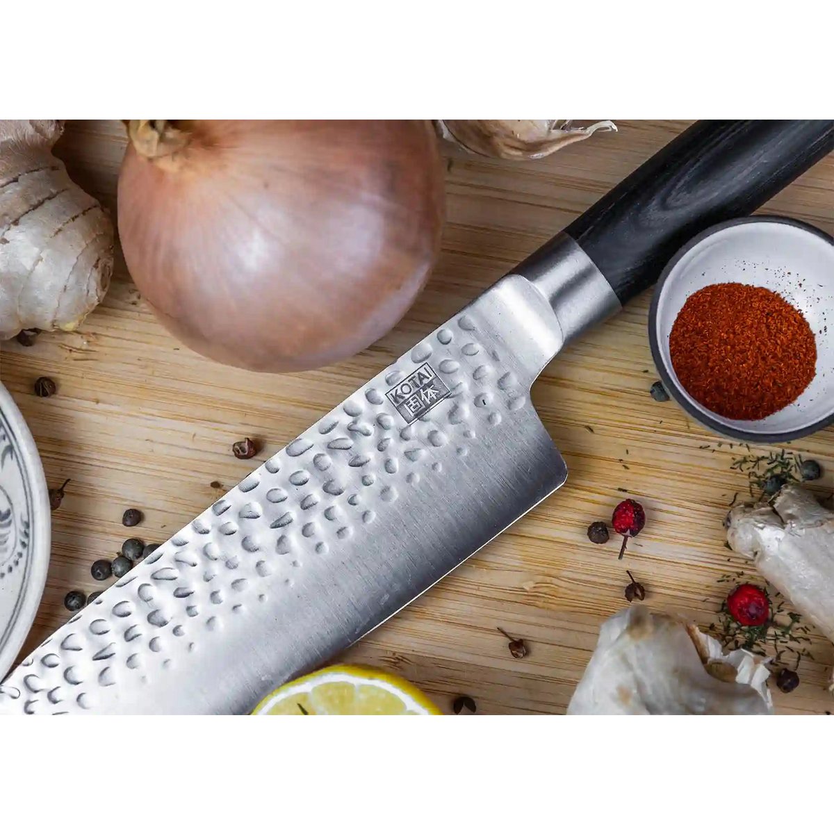 Knife - Santoku with bamboo Saya and bamboo box - blade 180 mm