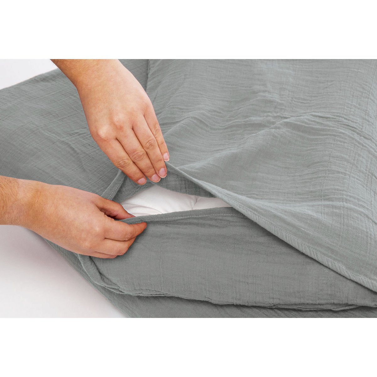 Muslin duvet cover set for cot, grey, 2-piece
