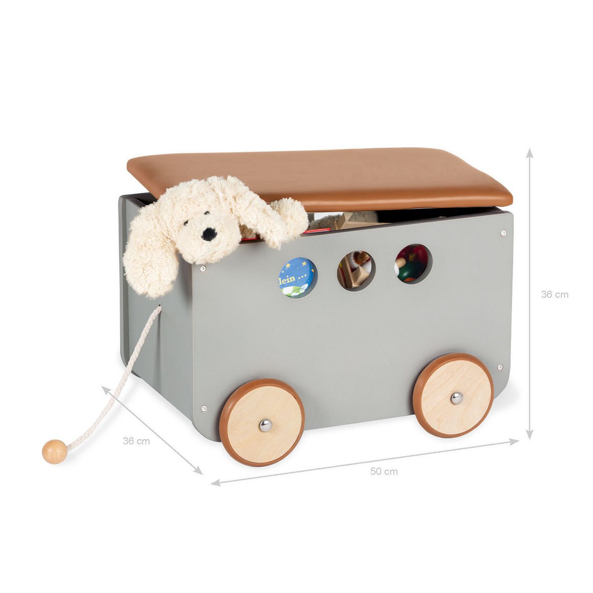 Toy box on wheels 'Jim', grey