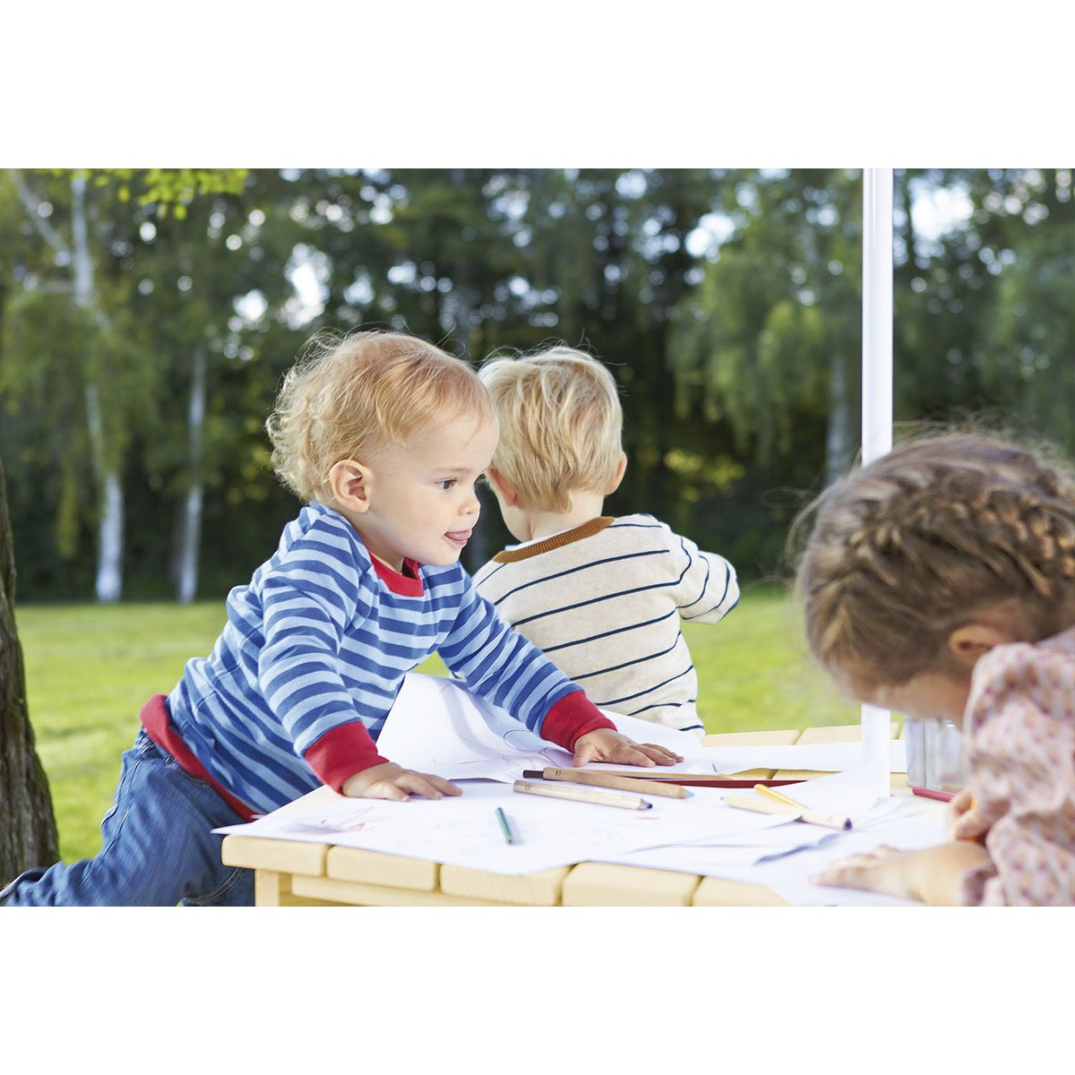 Children's picnic bench 'Nicki 6-Eck' natural