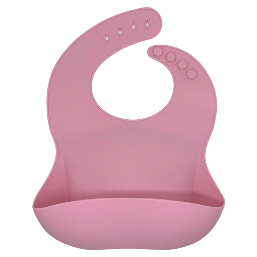 green-goose Silicone Bib and Bamboo Cutlery - Pink