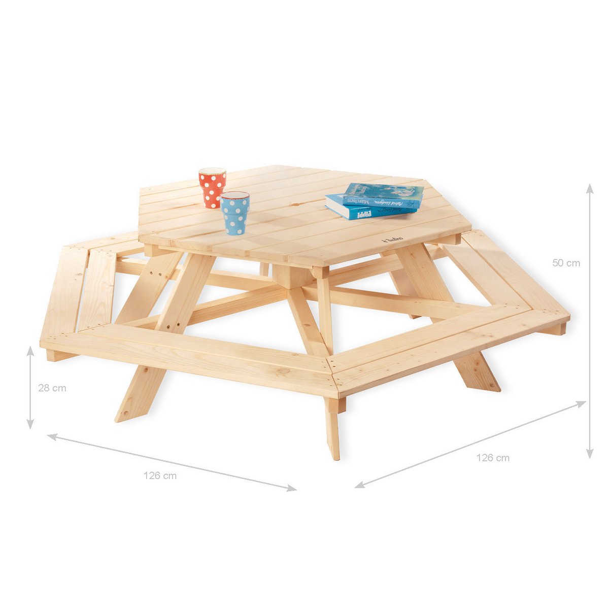 Children's picnic bench 'Nicki 6-Eck' natural