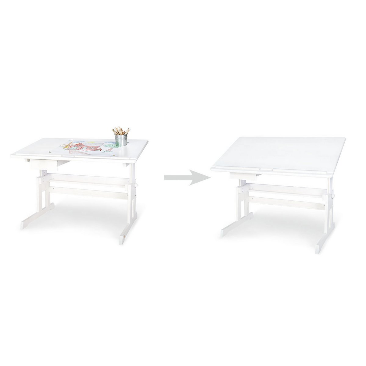 Children's desk 'Lena', white glazed