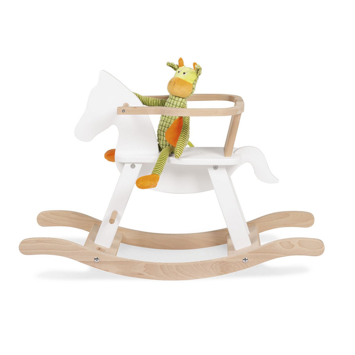 Rocking horse 'Pinolino' with ring, white/natural