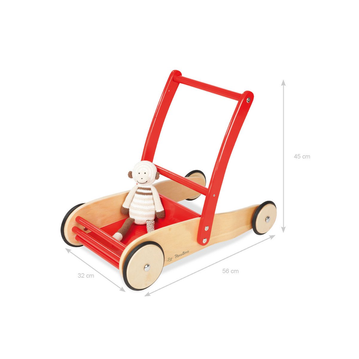 Leather rollator 'Uli', red
