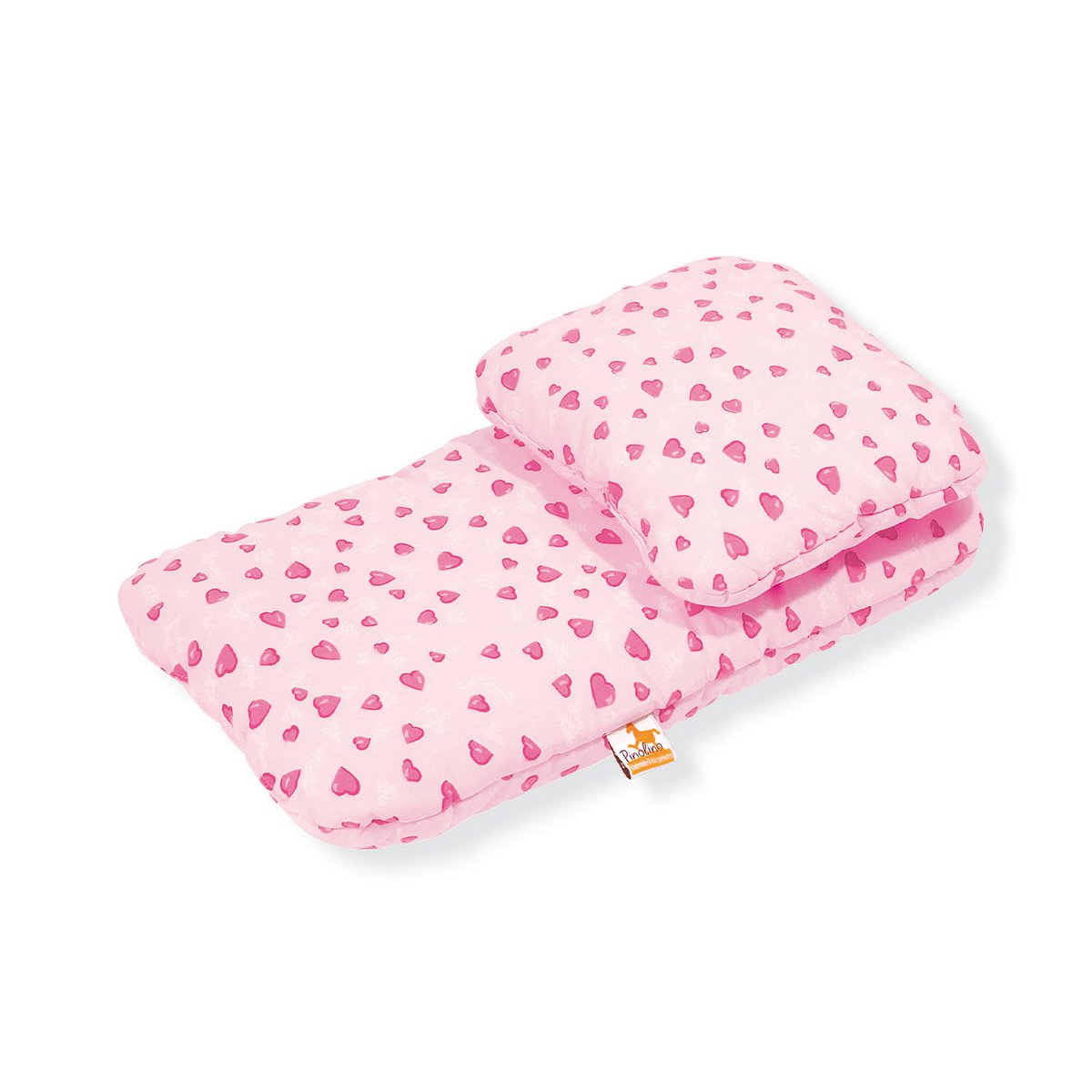 Bedding set for doll's pram 'Herzchen', pink, 2 pieces