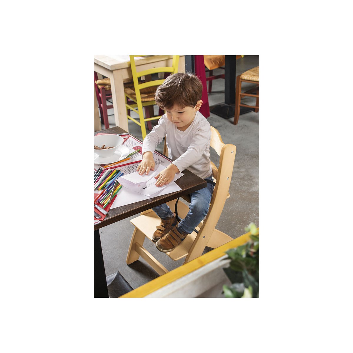 Step stool 'Thilo', clear lacquered