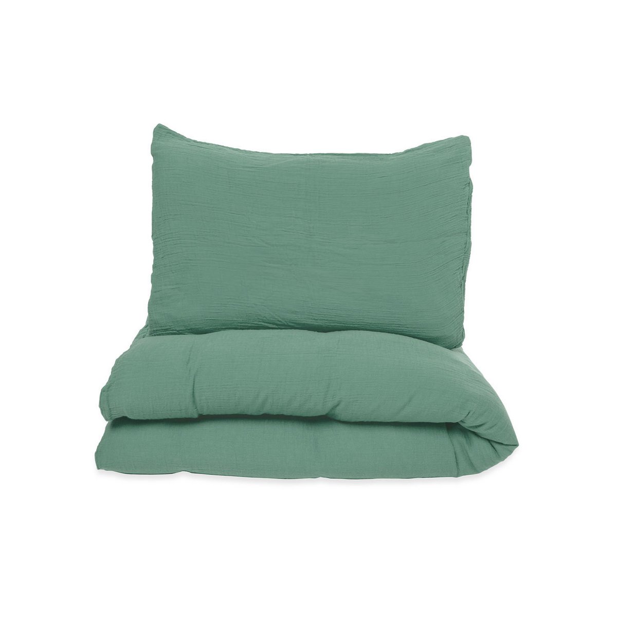 Muslin duvet cover set for cot, green, 2-piece