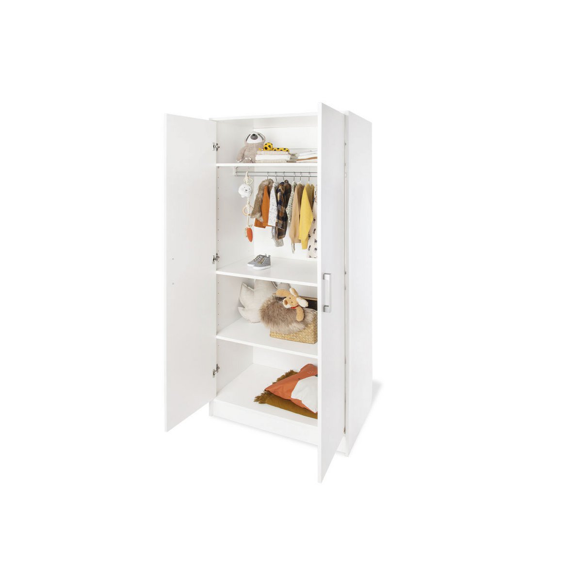 Children's room 'Hilda & Viktoria' wide, white 3 parts: house bed, wide chest of drawers, 2-door wardrobe