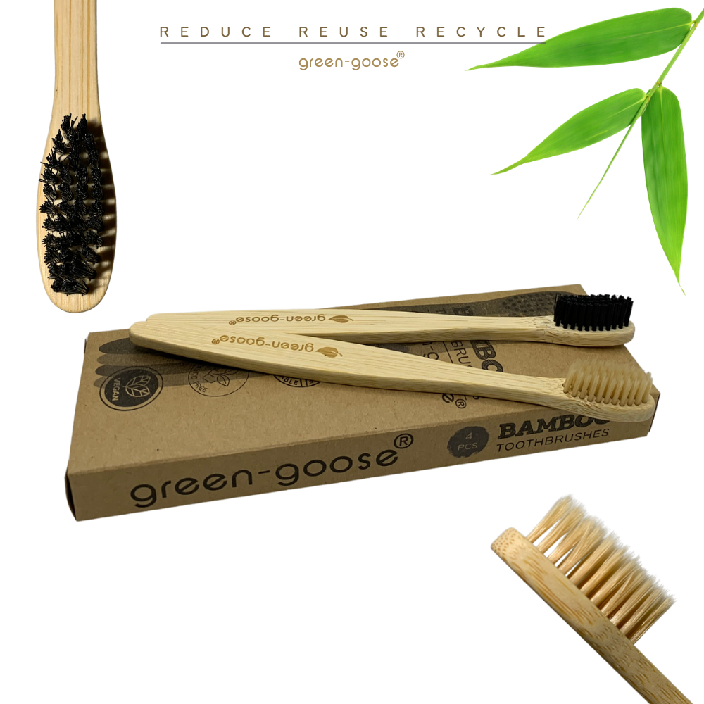 green-goose Bamboo Toothbrushes | 8 Pieces | Hard & Medium