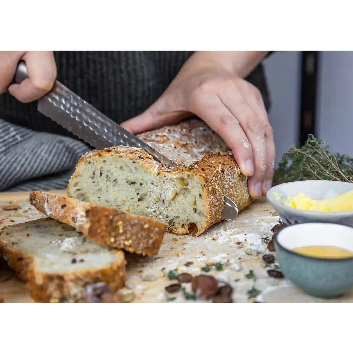 Knife Set - The Complete Set: 6 knives (paring knife + santoku + gyuto + filleting knife + bread knife + cleaver)