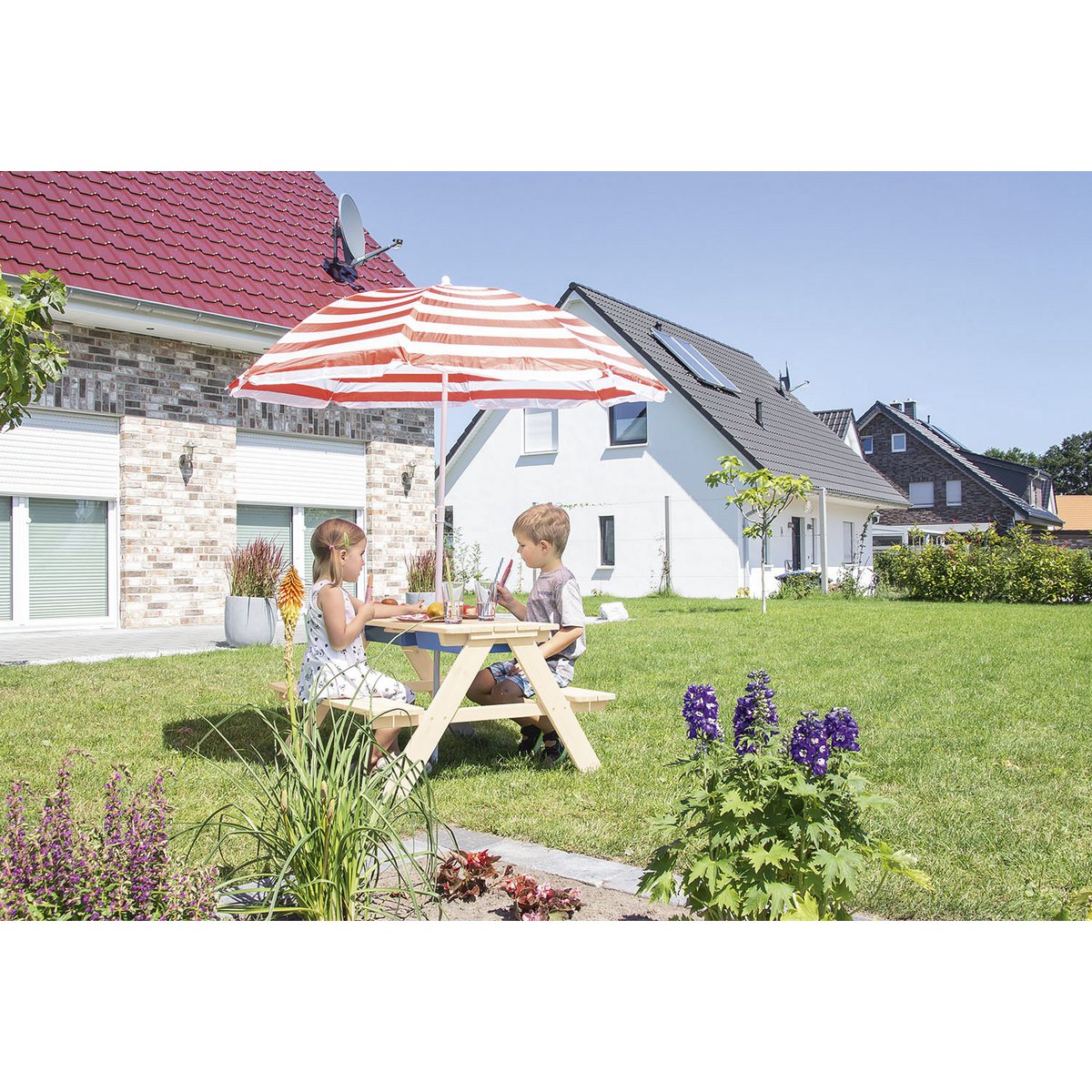 Children's picnic bench 'Matsch-Nicki für 4', natural