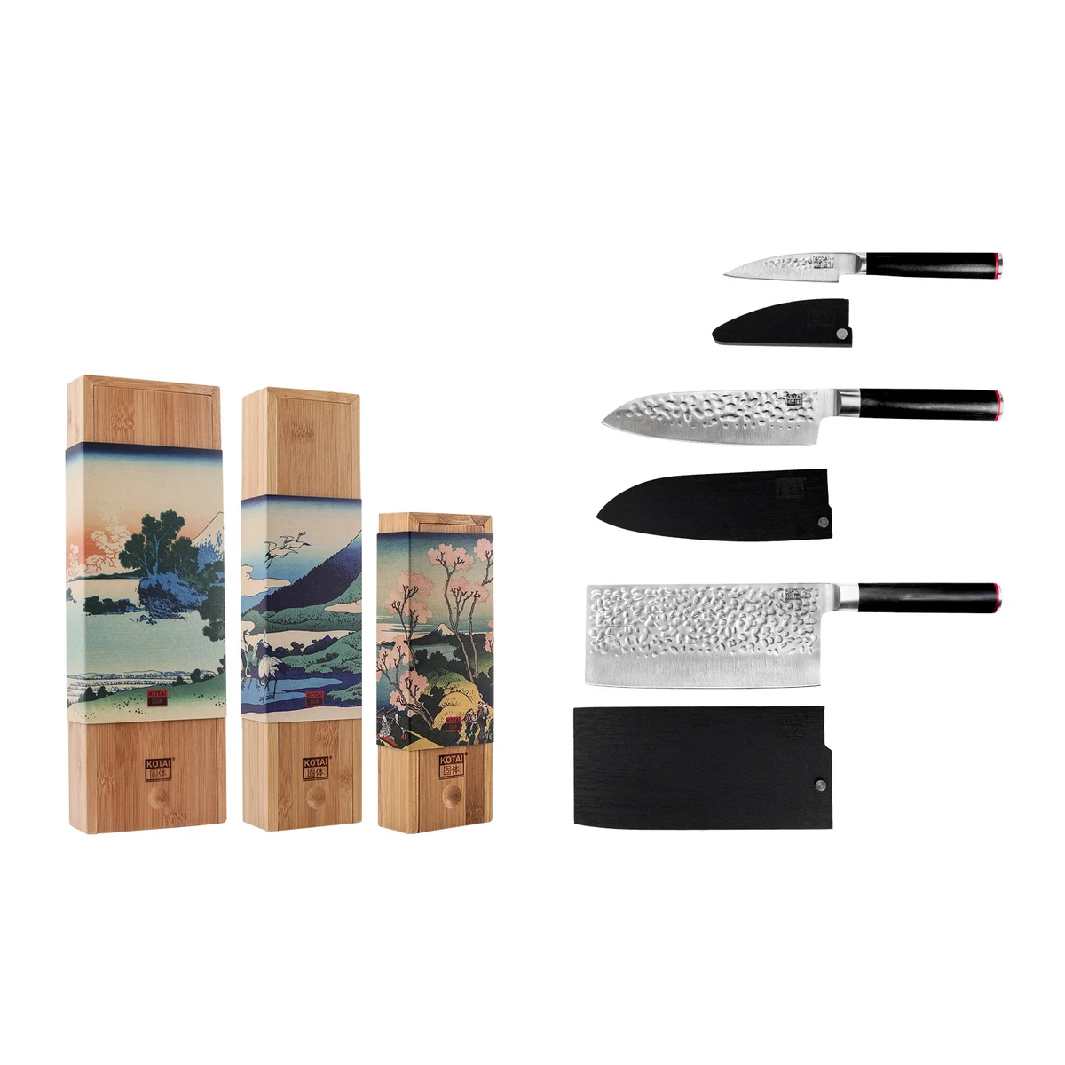 Knife set - The Asian Set: 3 knives (peeler + santoku + chopping knife)