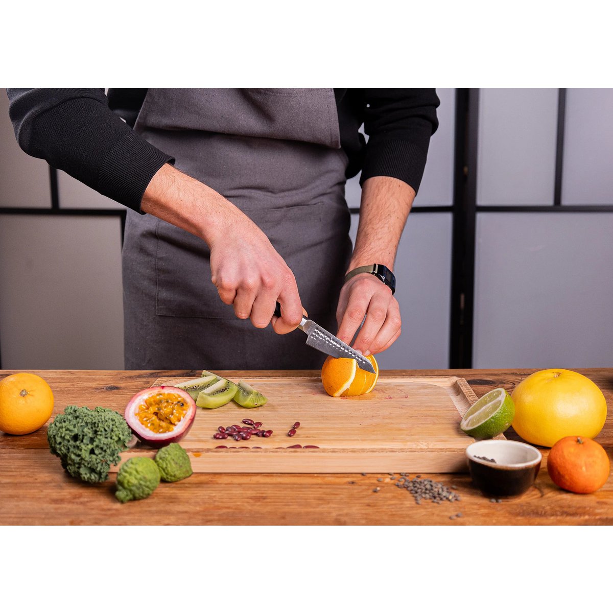 Knife - Bunka paring knife with bamboo Saya and bamboo box - 90 mm blade