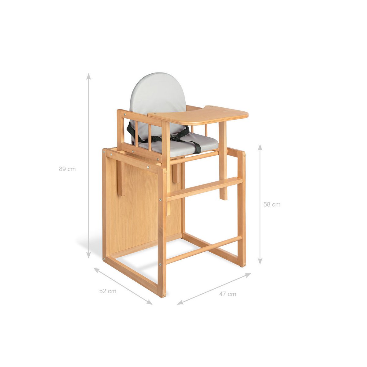 Combi high chair 'Lene', clear lacquered