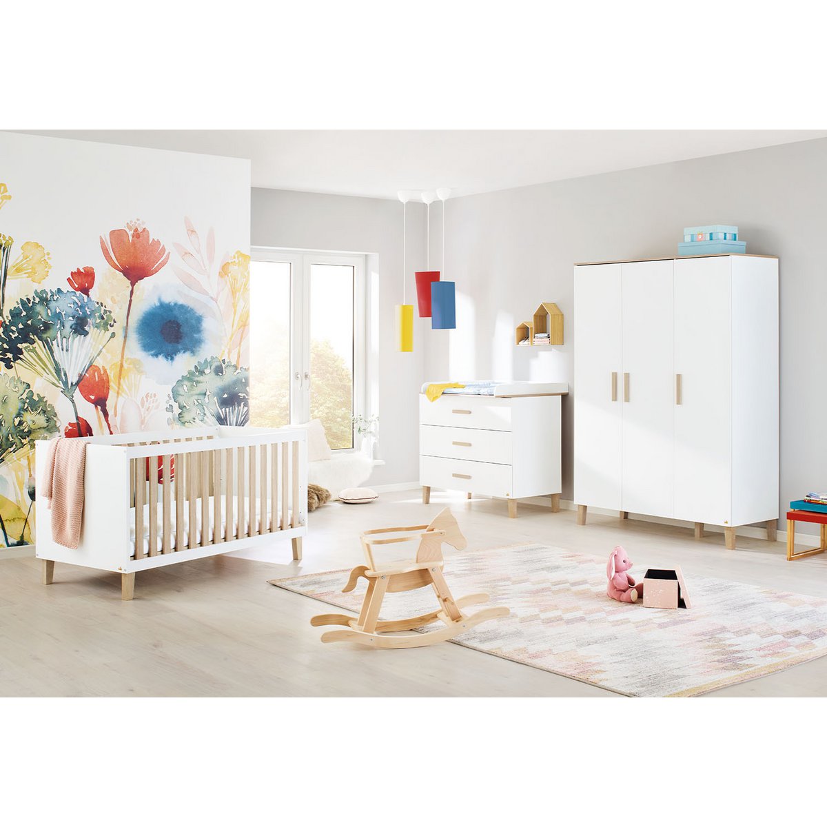 Nursery 'Lumi' wide large
3 parts: cot, wide dresser, large wardrobe