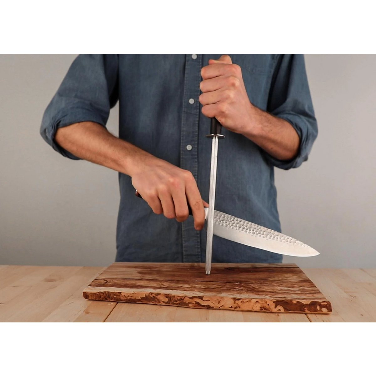 Knife and kitchen accessory set - The complete set Traveler Edition (B): 6 knives (paring knife + santoku + gyuto + filleting knife + bread knife + cleaver) + 2 accessories (sharpening steel + 100% cotton roll-up knife bag)