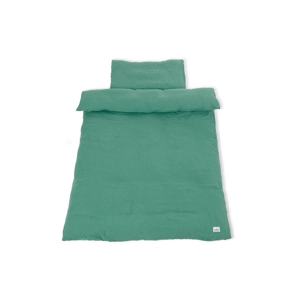 Muslin duvet cover set for cot, green, 2-piece