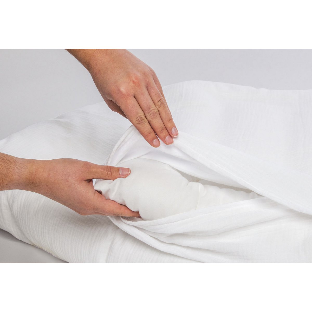 Muslin duvet cover set for cot, white, 2-piece