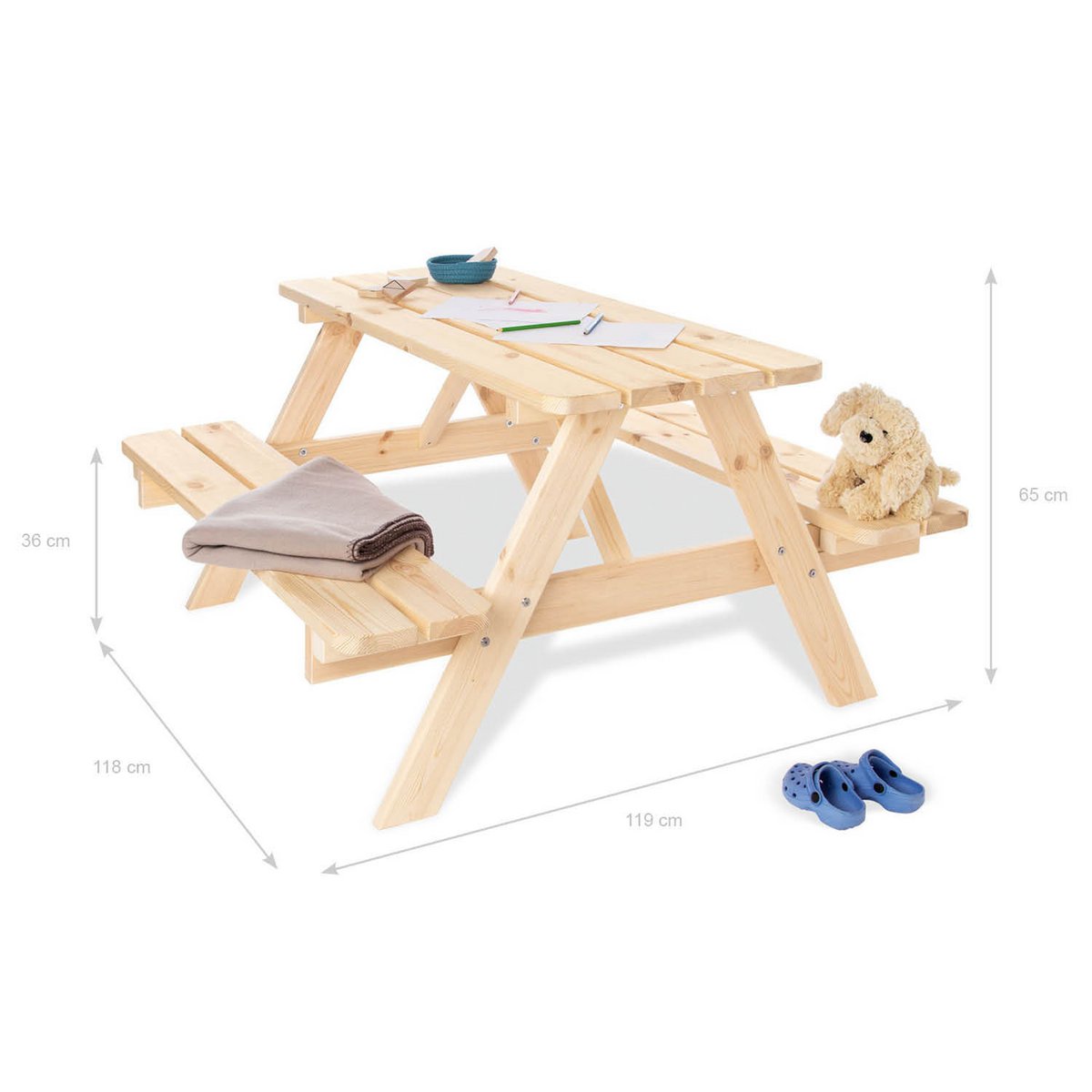 Children's picnic bench 'Nicki für 4 Maxi' natural