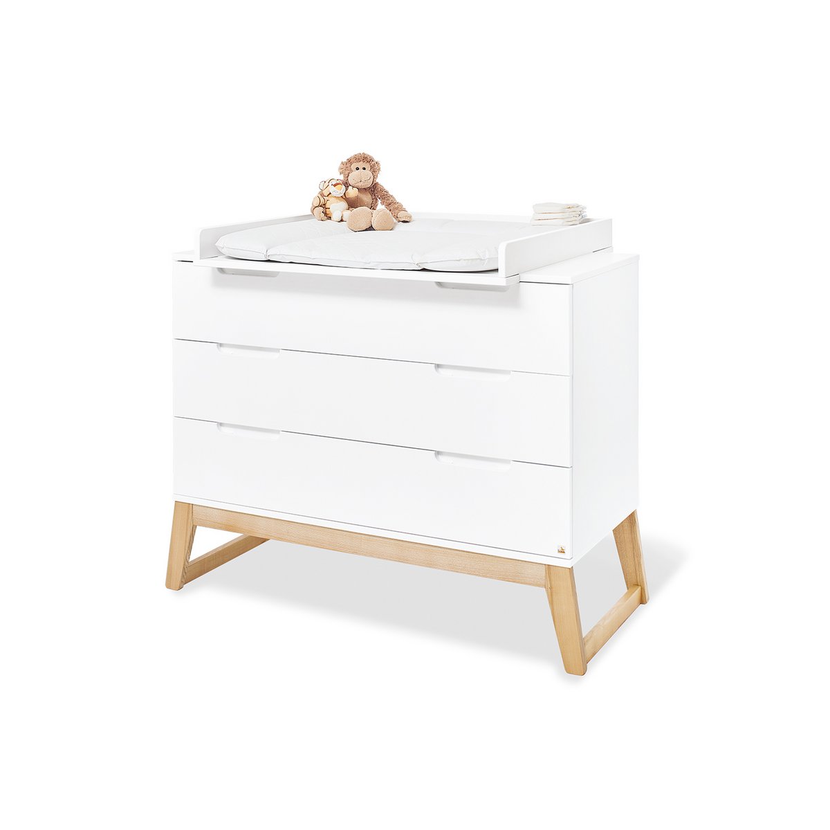 Nursery 'Bridge' wide large, incl. wall shelf
 4 parts: bed, wide chest of drawers, large wardrobe, wall shelf