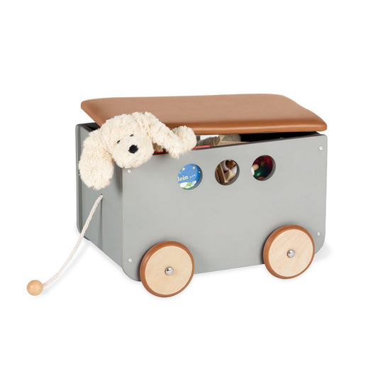 Toy box on wheels 'Jim', grey