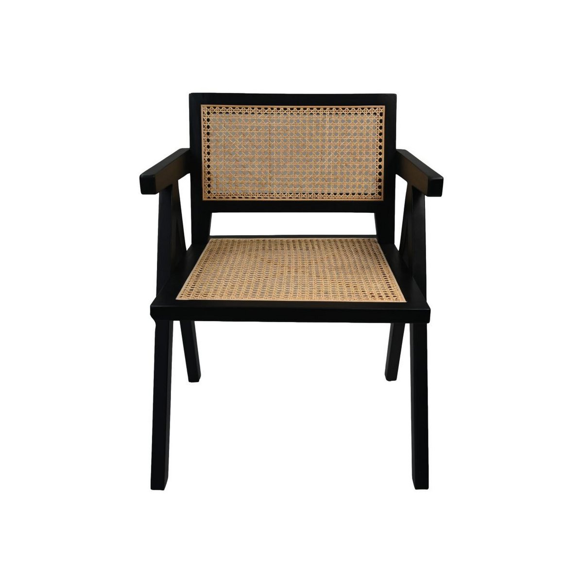 HSM Collection-Armchair Accent-58x60x79-Black/Natural-Mahogany/Rattan
