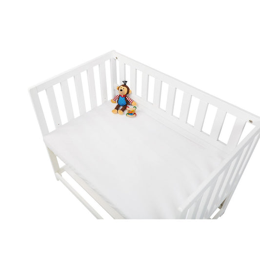 Fitted sheets for cribs, side beds and prams in twin pack, jersey, white