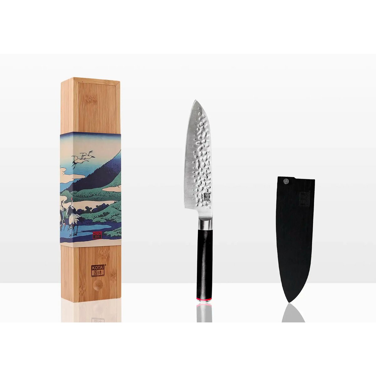 Knife - Santoku with bamboo Saya and bamboo box - blade 180 mm