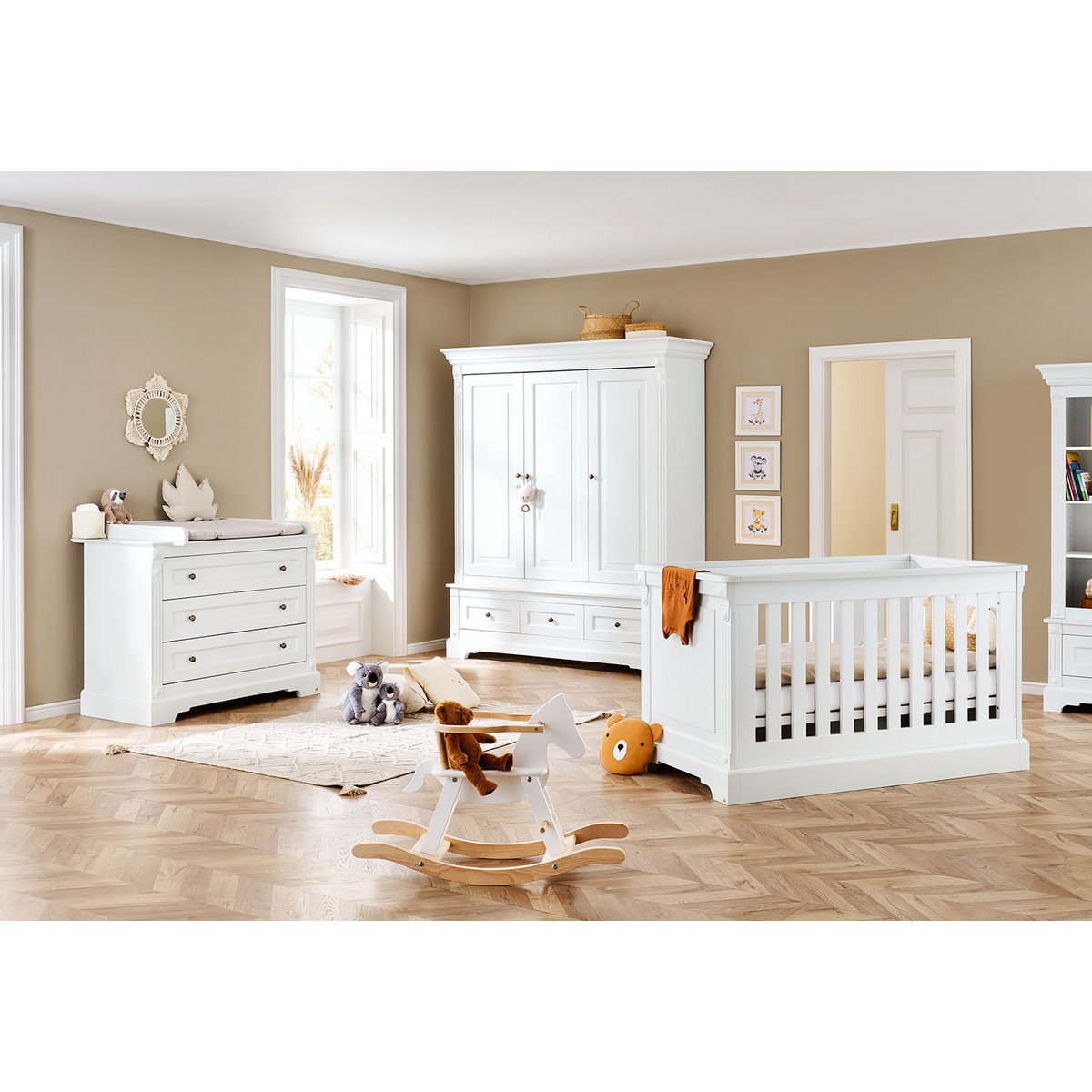 Nursery 'Emilia' wide large
 3 parts: cot, wide dresser, large wardrobe