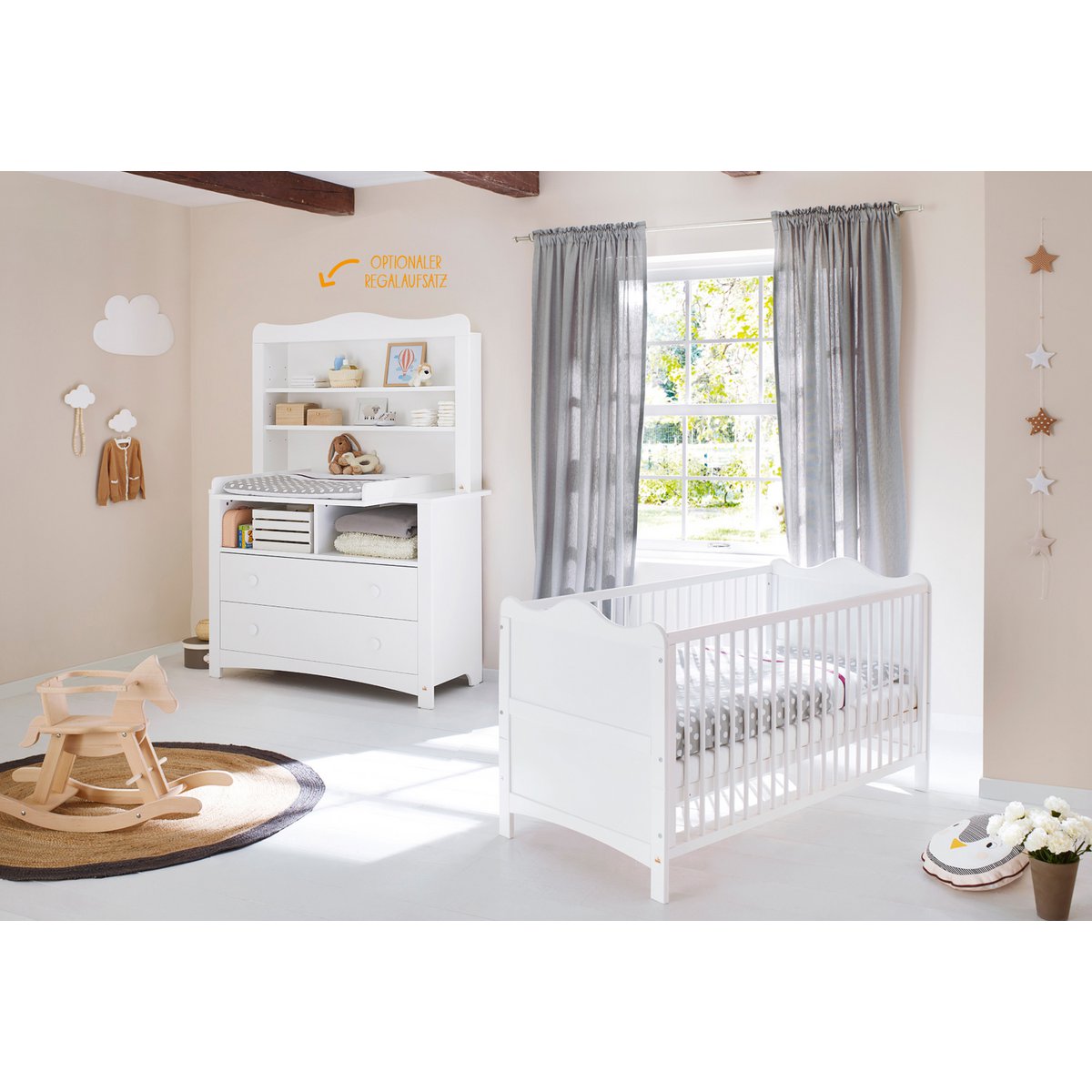 Starter set 'Florentina' extra wide, incl. extra wide cabinet
 3 parts: cot, extra wide chest of drawers incl. extra wide cupboard