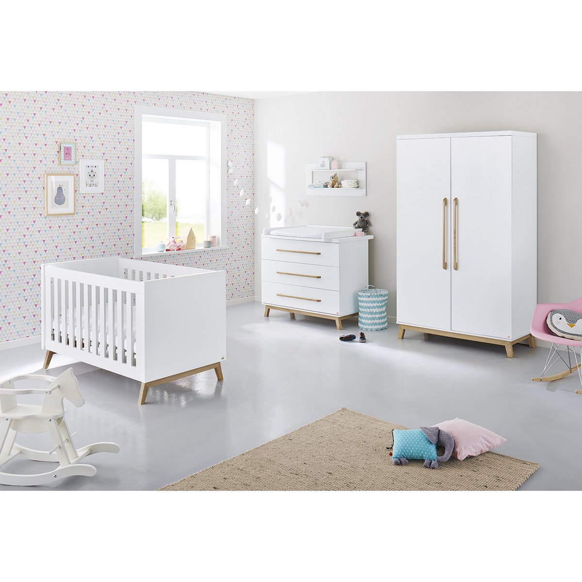 Nursery 'Riva' wide
 3 parts: bed, wide chest of drawers, 2-door wardrobe
