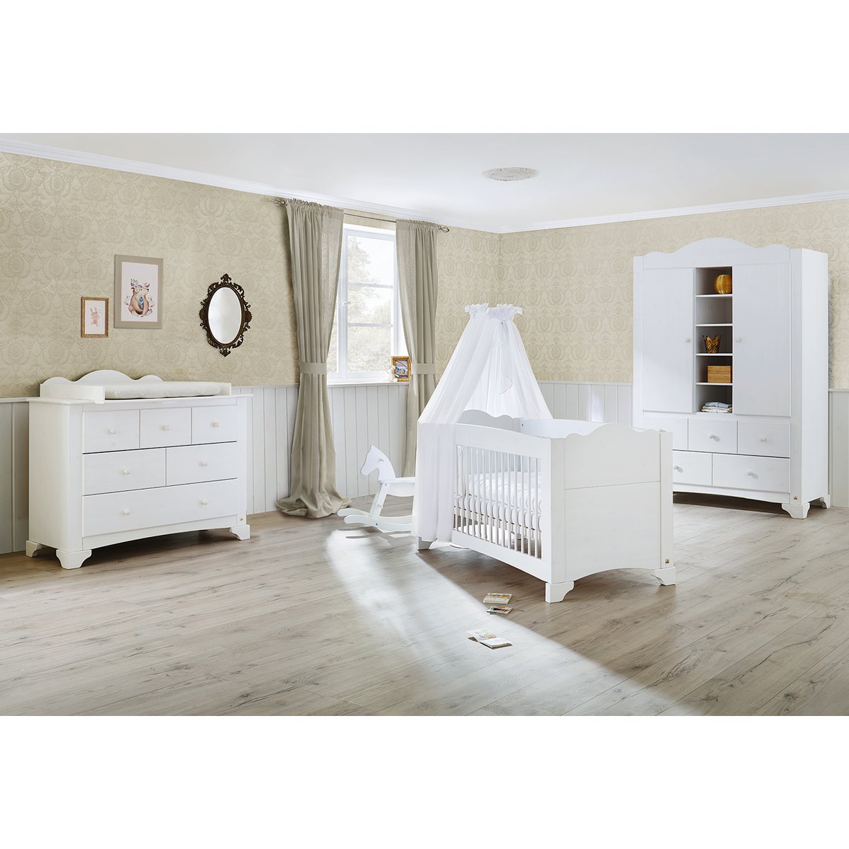 Nursery 'Pino' wide large
 3 parts: cot, wide dresser, large wardrobe