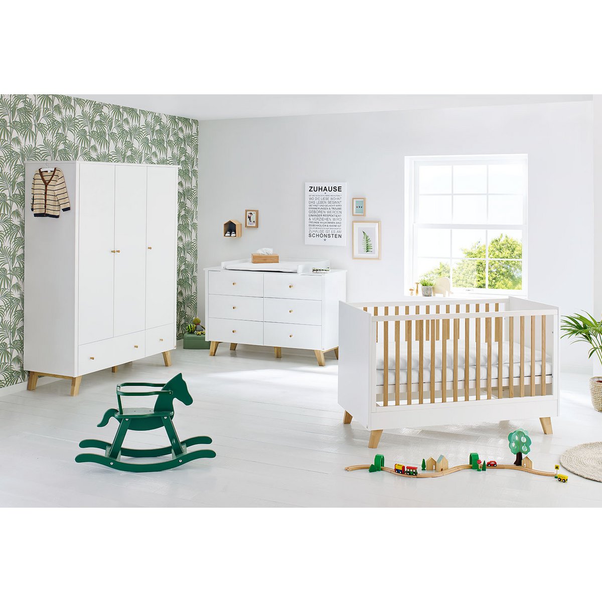 Nursery 'Pan' extra wide large
 3 parts: cot, extra wide dresser, large wardrobe