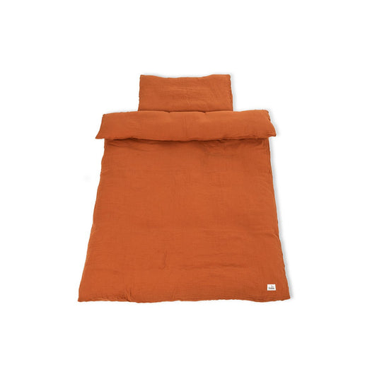 Muslin duvet cover set for cot, red, 2-piece