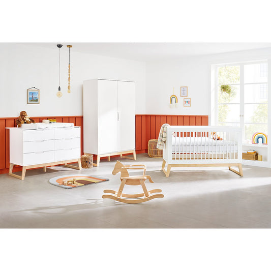 Nursery 'Brug' extra wide
 3 parts: cot, extra wide chest of drawers, 2-door wardrobe