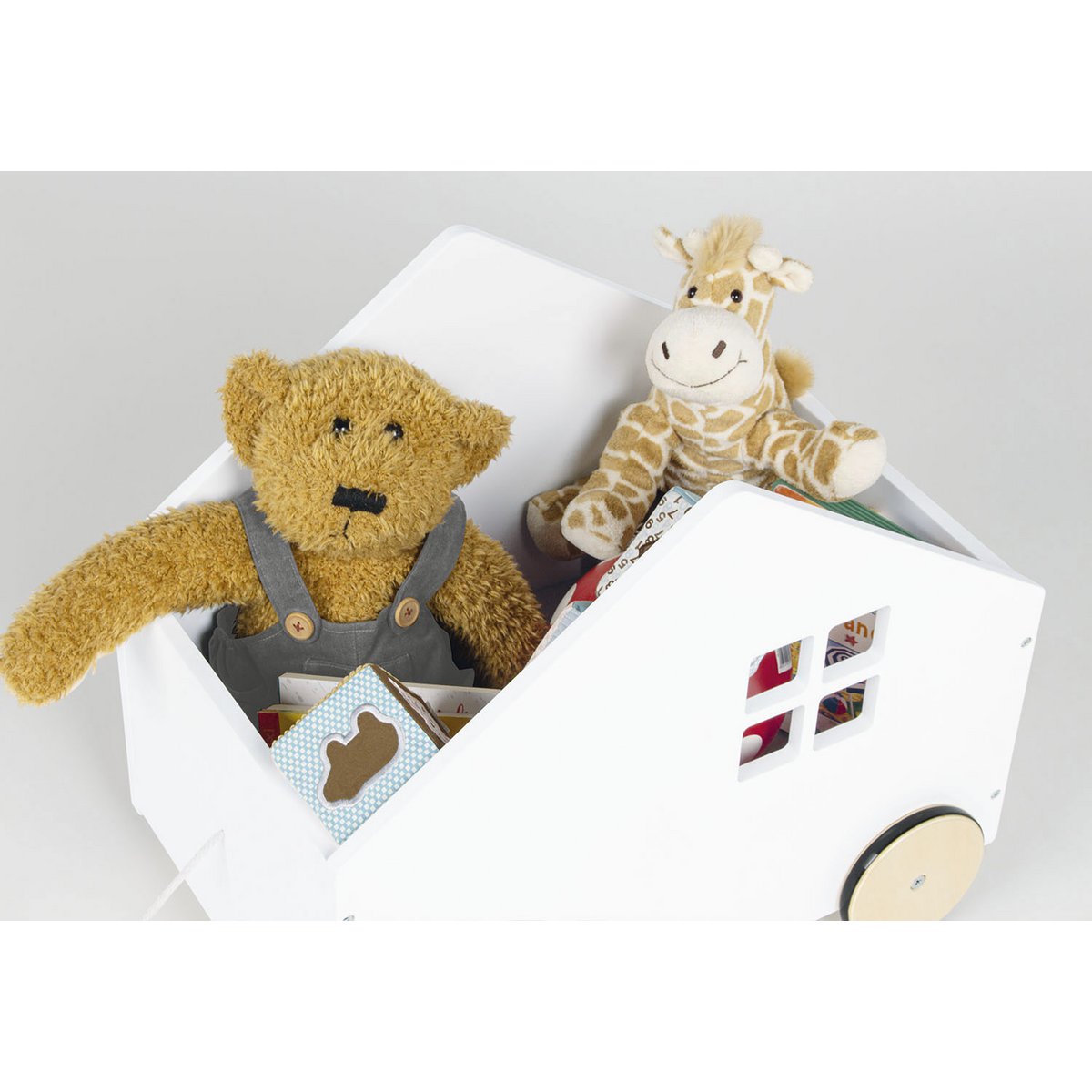 Toy chest on wheels 'Hydda', white
