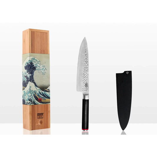 Knife - Gyuto (chef's knife) with bamboo Saya and bamboo box - 200 mm blade
