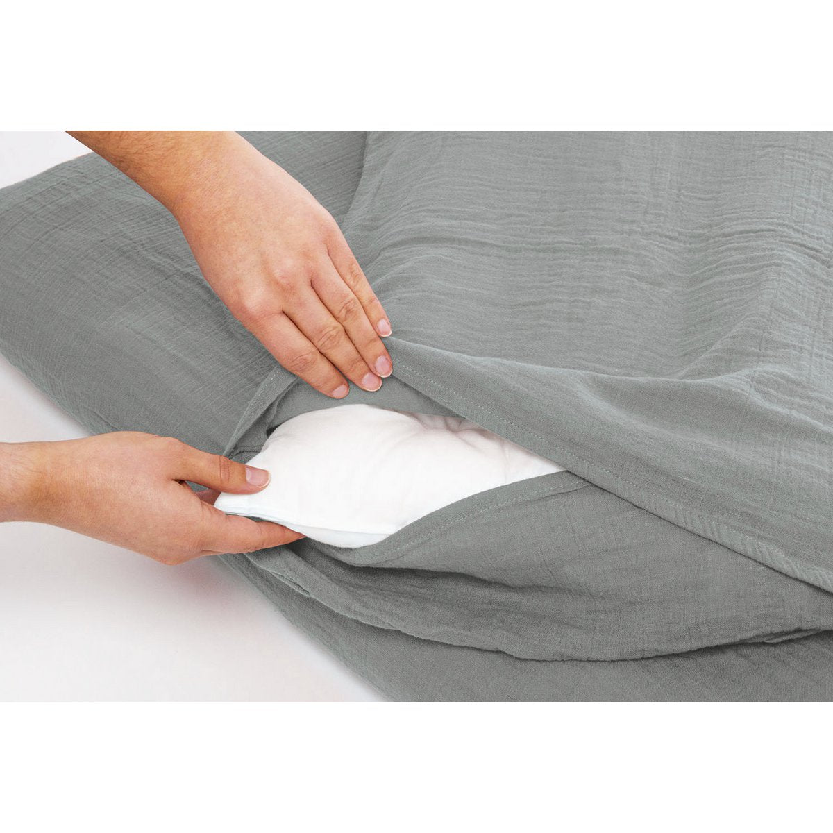 Muslin duvet cover set for cot, grey, 2-piece
