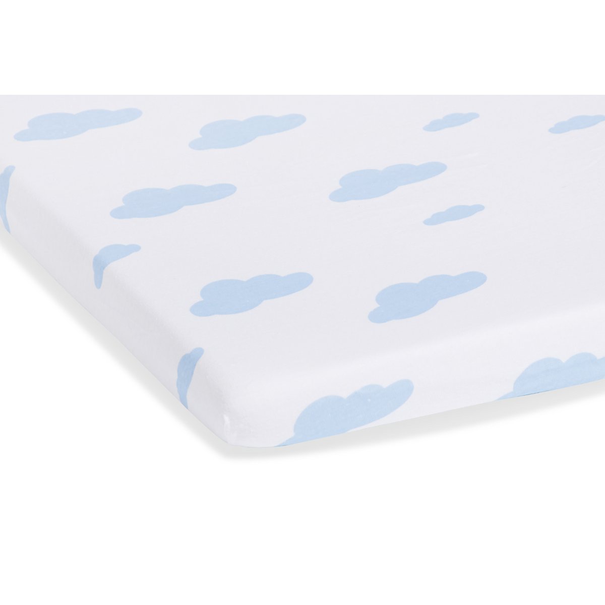 Fitted sheets for cots in twin pack 'Wölkchen', jersey, light blue and plain, white