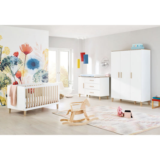 Nursery 'Lumi' extra wide large
 3 parts: cot, extra wide dresser, large wardrobe