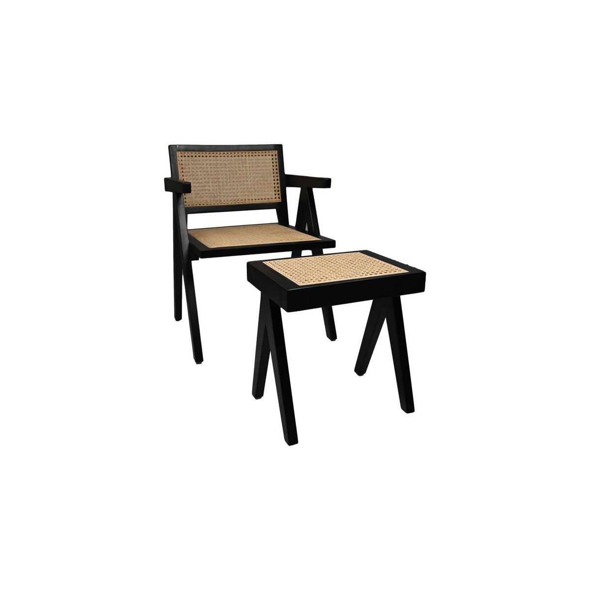 HSM Collection-Armchair Accent-58x60x79-Black/Natural-Mahogany/Rattan