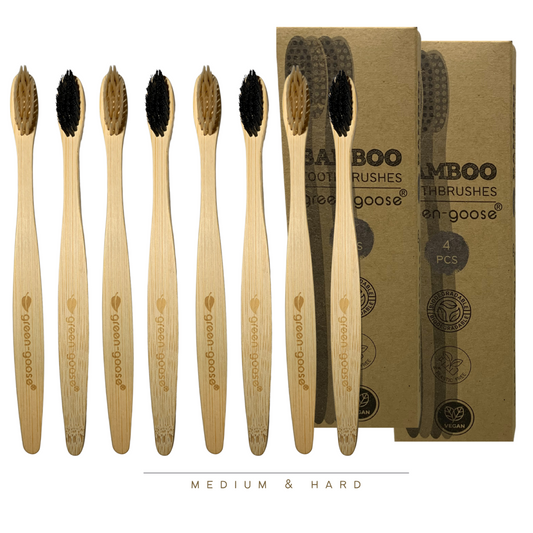 green-goose Bamboo Toothbrushes | 8 Pieces | Hard &amp; Medium