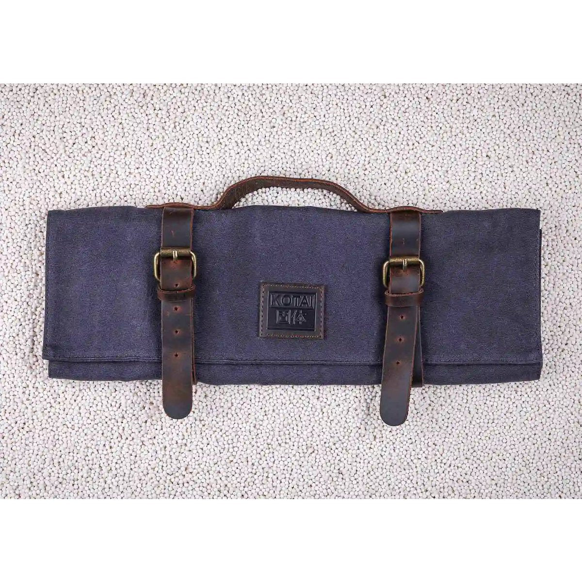 Kitchen Accessories - KOTAI Roll Up Knife Pouch - Top Grain Leather &amp; Waxed Canvas (8 Knives + Accessories)