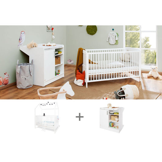 Starter set 'Hilda &amp;Viktoria', white
 2 parts: house bed, dresser